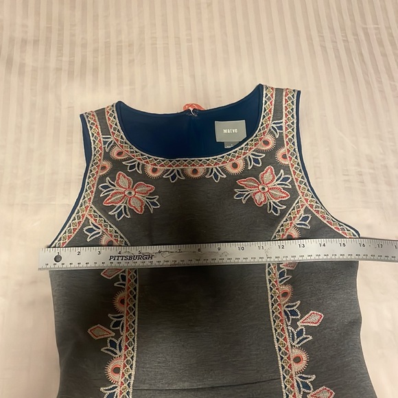 Anthropologie Maeve Grey Embroidered Sleeveless Dress - Picture 10 of 12